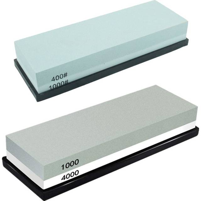 400/1000+1000/4000 Dual Whetstone Set Knife Sharpening Water Stone Wet Sharpener with Non-Slip Stand Holder