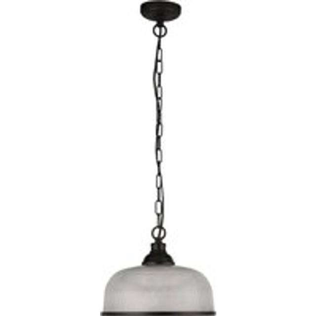 Searchlight 1682BK Highworth Pendant Matt Black Metal Holophane Style