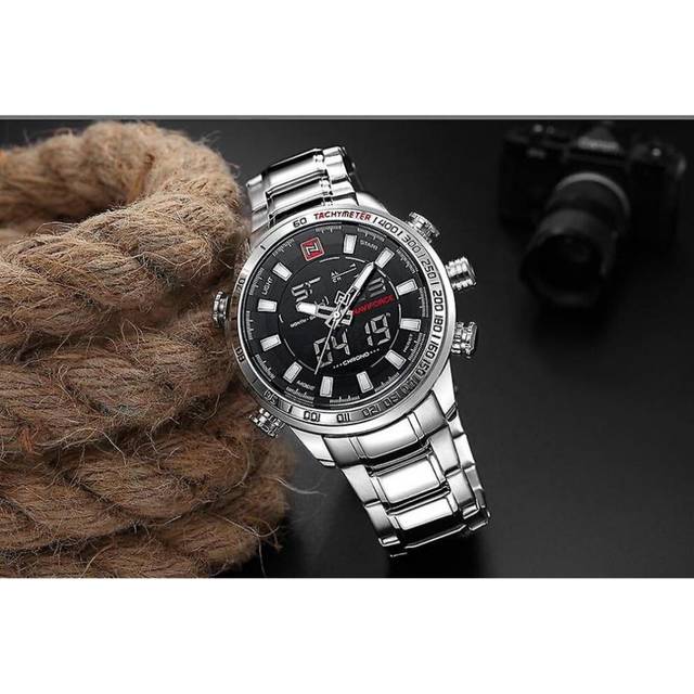 Luxury Men&#39;s Chrono Sport Watch Brand Military Waterproof Backlight Digital Wrist Watches(silver) - Multicoloured