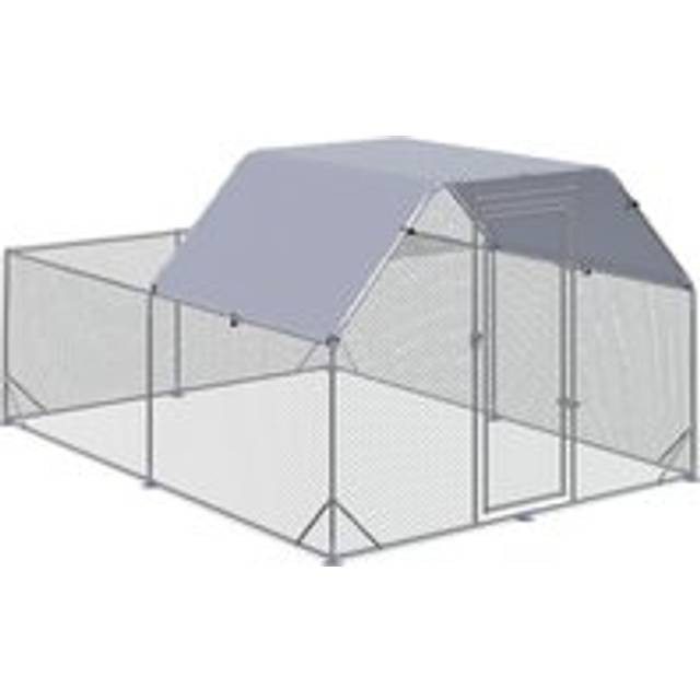 Pawhut Chicken Run With Roof, Walk In Chicken Coop For 10-12 Chickens, Hen House Duck Pen Outdoor, 2.8 X 3.8 X 2 M