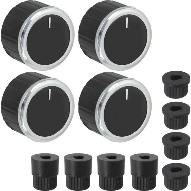 Control Knob Dial Switch + Adaptors For Hotpoint Indesit Oven Cooker Black X 4