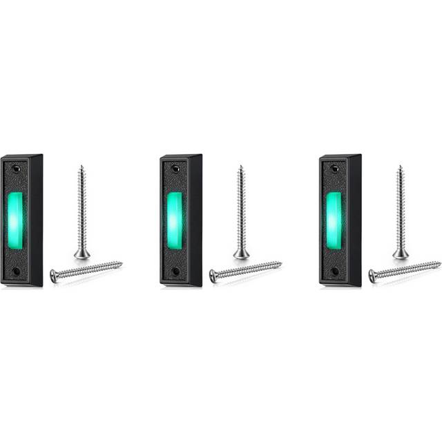 3PCS Wired Doorbell Button with LED Light, Replacement of Doorbell Ring Button, Wall Mounted Door Opener Switch