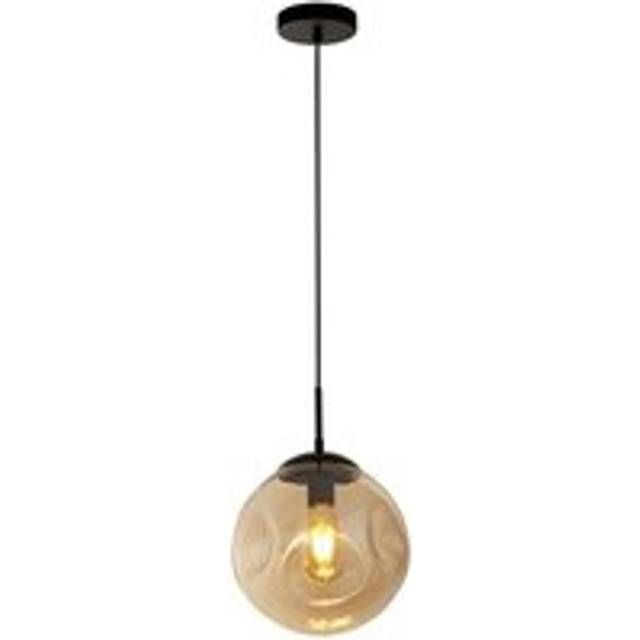 Searchlight 22123-1BK Punch Pendant Black Metal Champagne Punched Glas
