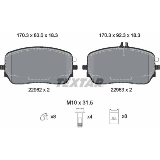 Genuine oe textar brake pads full set of 4 front with accessories 2296201