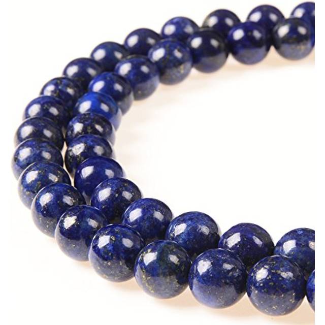 PLTbeads Gorgeous Natural Gemstone Loose Beads Smooth Round Approxi 15.5 inch DIY Bracelet Necklace for Jewelry Making (8mm  Lapis Lazuli)