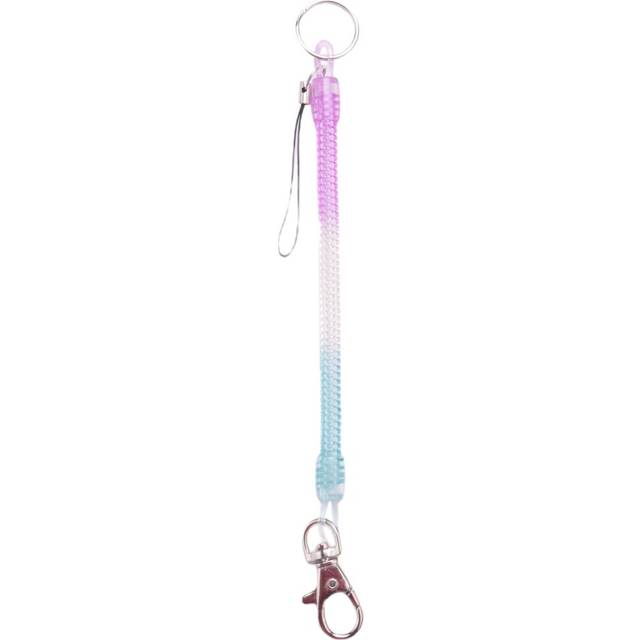 Lobster Hook Purple Blue Spring Stretchy Coil Keyring Keychain Strap Rope Cord
