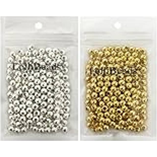LolliBeads R Gold and Silver Plated Smooth Round Metal Beads Mixed Color 6 mm 300/300 Total 600 Pcs