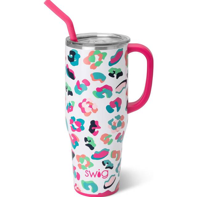 Swig Life 40oz Mega Mug  40oz Tumbler with Handle and Straw  Extra Large Insulated Tumblers  Cup Holder Friendly Travel Mug (Party Animal)
