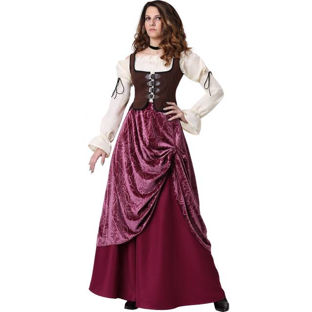 Women&#39;s Tavern Wench Costume - Brown&#47;Red&#47;Beige (L)