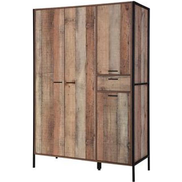 Hoxton 4-Door Wardrobe - Industrial Chic with Distressed Oak Finish