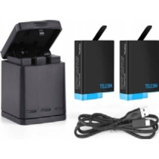 Telesin Usb-laddare 2x batteri för Gopro Hero 8 / 7 / 6 / 5 Svart
