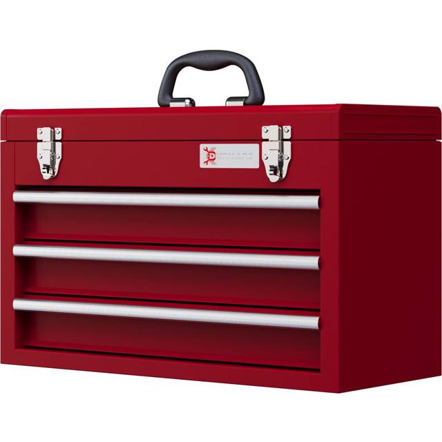 DURHAND Lockable 3 Drawer Tool Chest with Ball Bearing Slide Drawers Red