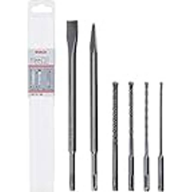 Bosch Professional 2607017585 6 Piece SDS Plus-5 Hammer Drill Bit and Chisel Set (for Concrete and Masonry; Accessories: Rotary Hammer) Amazon