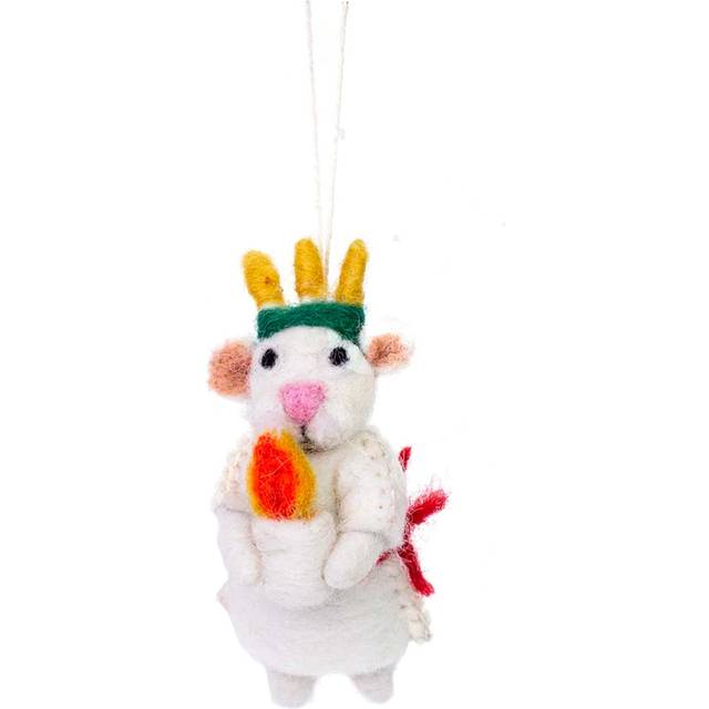 A World of Craft - Julhänge Mus som Lucia 9 cm Vit