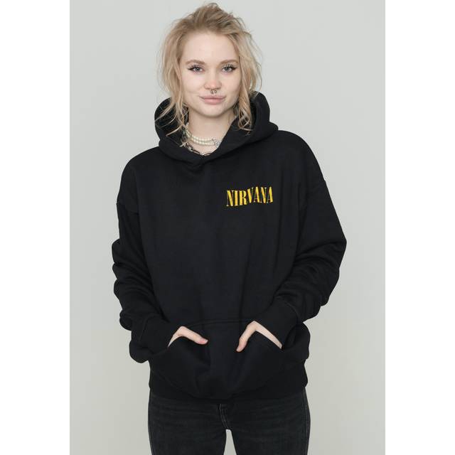 Nirvana - Happy Face Oversized - Hoodie - black - L - 70% Cotton, 30% Polyester,Sweat