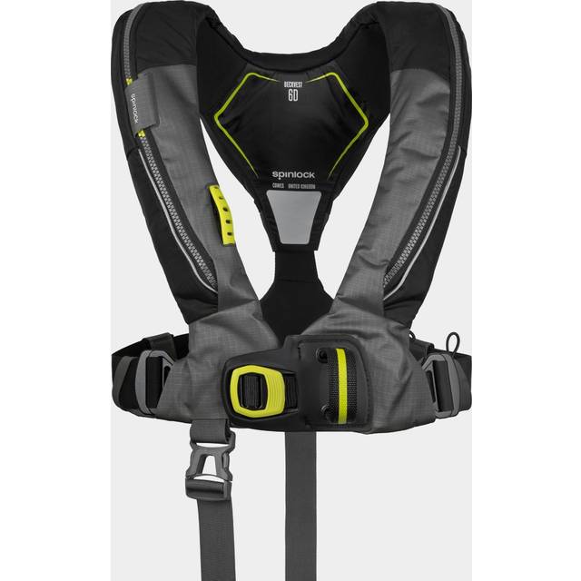 Uppblåsbar flytväst Spinlock Deckvest 6D 170N Black, automatisk + kolsyrepatron 33 gram, One-Size (50+ kg)