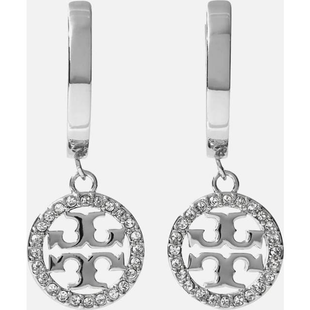 Crystal Round Earrings with Silver Pendant