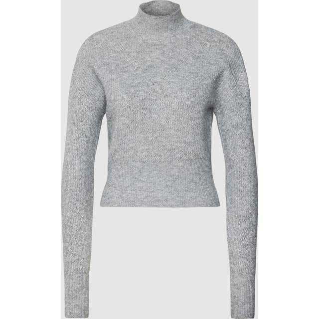 Noisy May - EllaHigh Neck Crop Medium Grey Melange - Pullover - grey - S - 98% Polyester, 2% Elastane,Knitwear