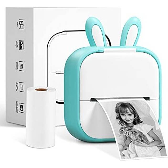 T02 Pocket Printer Mini Portable Wireless Bluetooth Thermal Printer Black and White Printing Phone Printer for Children Compatible with PhonesTablets