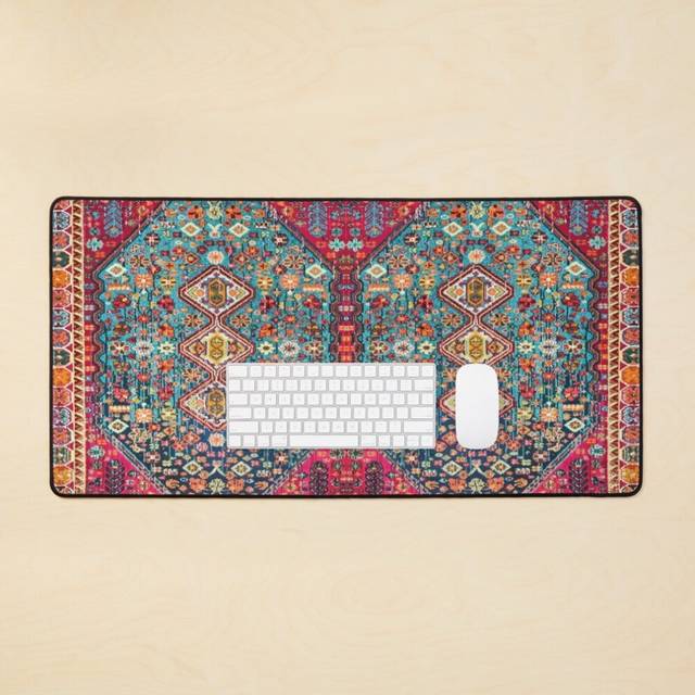 Desk Mat Oriental Colored Traditional Antique Moroccan Style Fabric Design Large Gaming Mouse Pad 35x16 inch