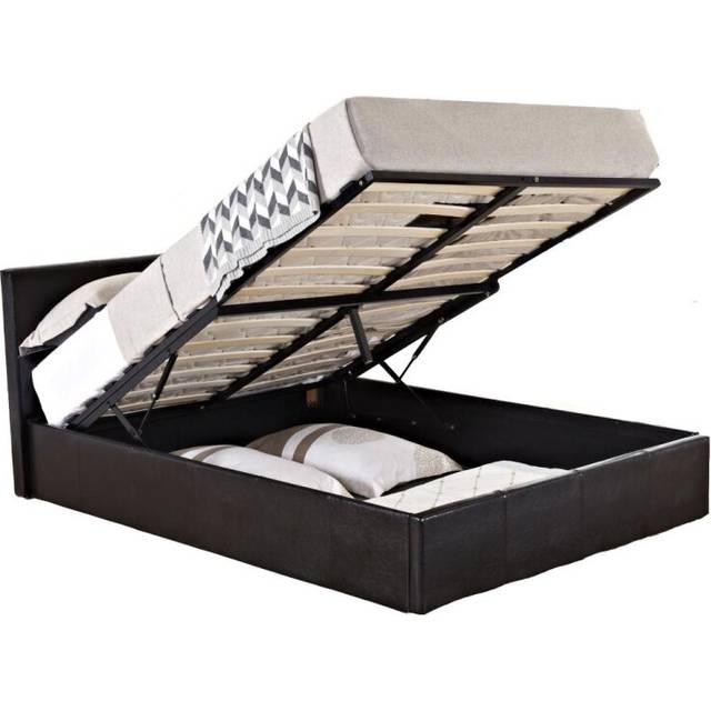 Small Double Ottoman Bed Brown Birlea Berlin Leather Storage 4FT 120CM Frame