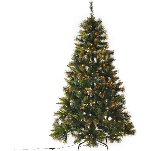 Bon Noel 5ft Green/Brown Pre-Lit Artificial Spruce Christmas Tree with 120 LED Lights, Green