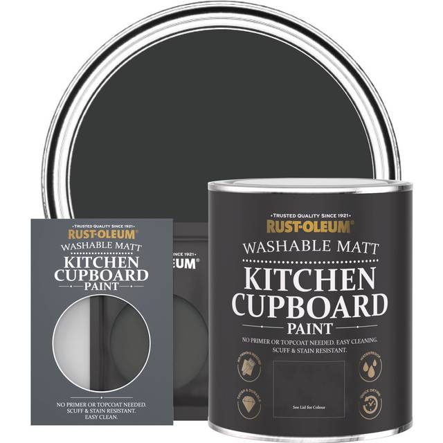 Rust-Oleum Kitchen Cupboard Paint, Matt Finish - Natural Charcoal (BLACK) - 10ml - Black
