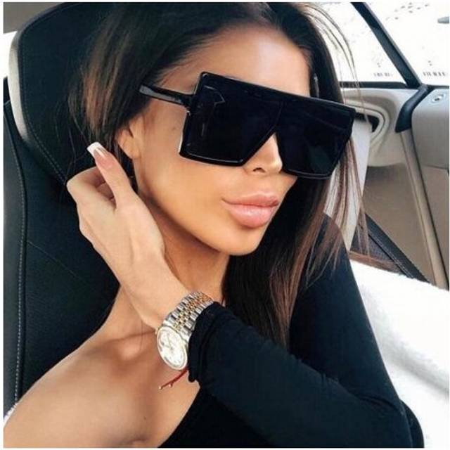 (C1 Black) Fashion Gradient Oversized Women Sunglasses Square Brand Designer Big Frame Sunglasses For Female Vintage Female Eyewear UV400