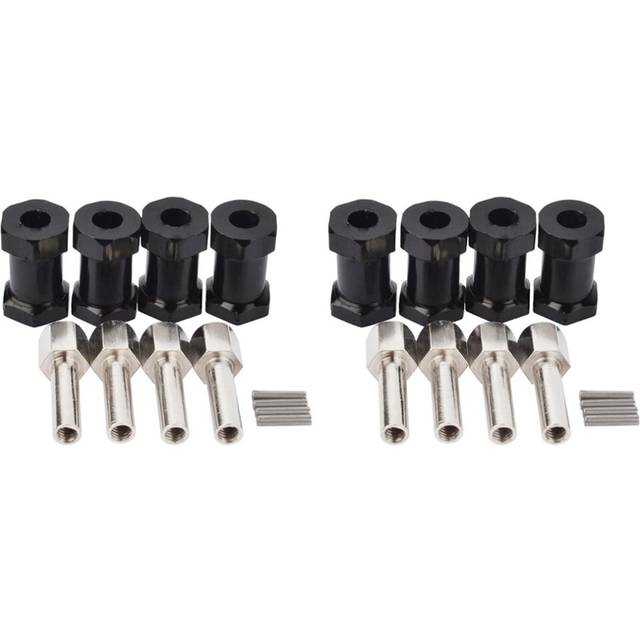 8Pcs Aluminum RC Car 12mm Hex Wheel Hub Drive Adaptor Extension Combiner Coupler for Axial SCX10 D90,Black 20mm