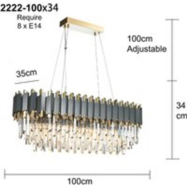 Mcgraw 10-Light Crystal Chandelier - Black (34cm H X 100cm W X 35cm D)