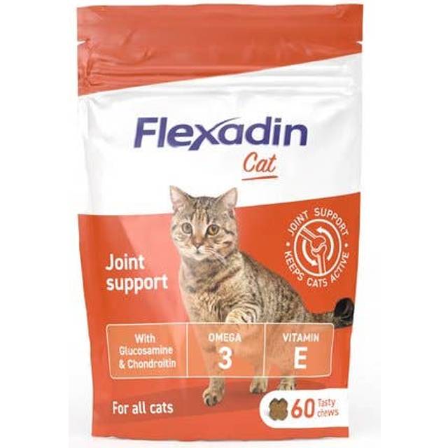 Flexadin Joint Care for Cats | Joint Supplement Chews for Cats | Aids Mobility & Flexibility | Glucosamine, Chondroitin, Omega 3 & Vitamin E | 60