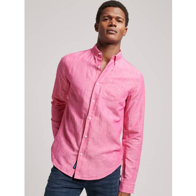 Button-down linen and organic cotton shirt Superdry Studios - Rose - M