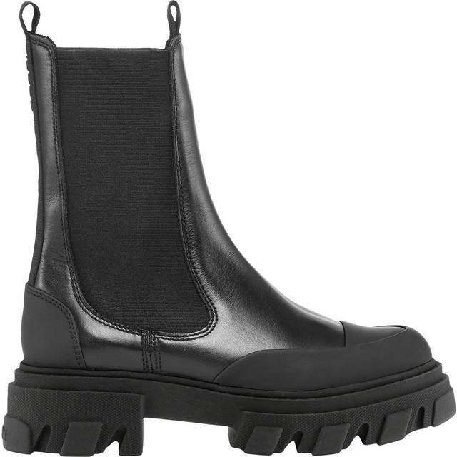 GANNI Green Leather Chelsea Boots - 861 Kalamata - IT 35