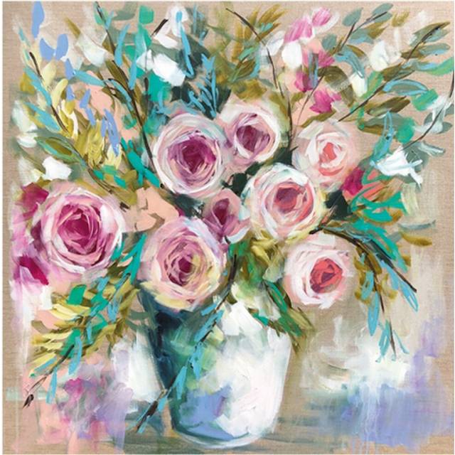 (40cm x 40cm, Pink/White/Blue) Amanda Brooks Lemon Scented Gum & Bush Roses Poster