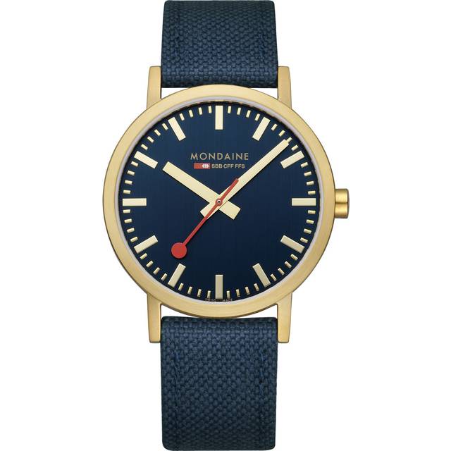 Mondaine A660.30360.40SBQ Classic Blau und Gold 40mm 3ATM