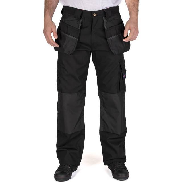 (Black, 30W/Regular) Lee Cooper Workwear Mens Knee Pad Pockets Holster Pocket Work Cargo Trousers
