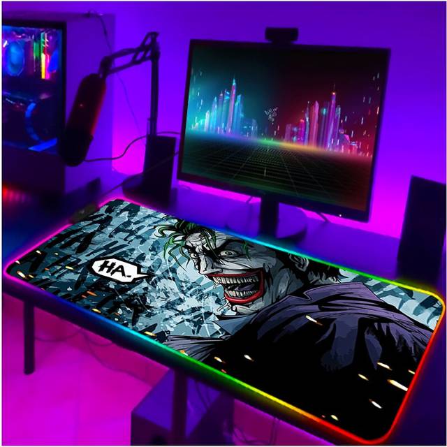 (a-GB000368 350x900x3mm) Backlight Gaming Mouse Mat With Wire  RgbMousepad Joker Luminous Gamer Keyboard Pad Desk Protector Computer Table Pc Accessor