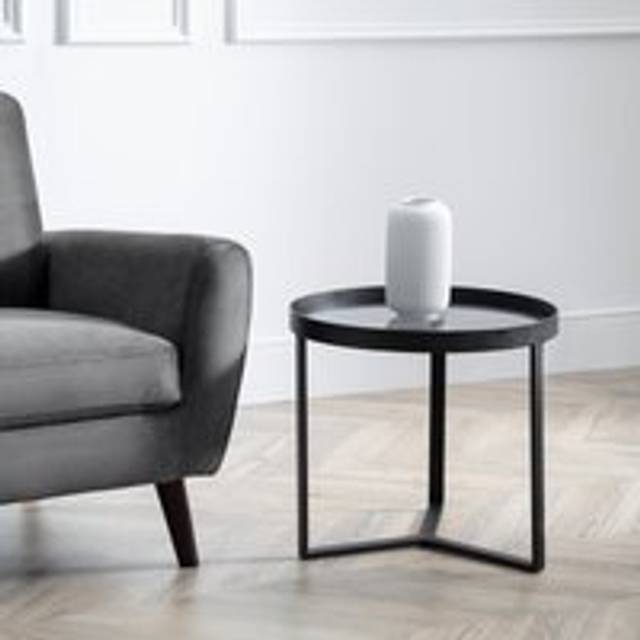 Loft Lamp Table, Smoked Glass - Black