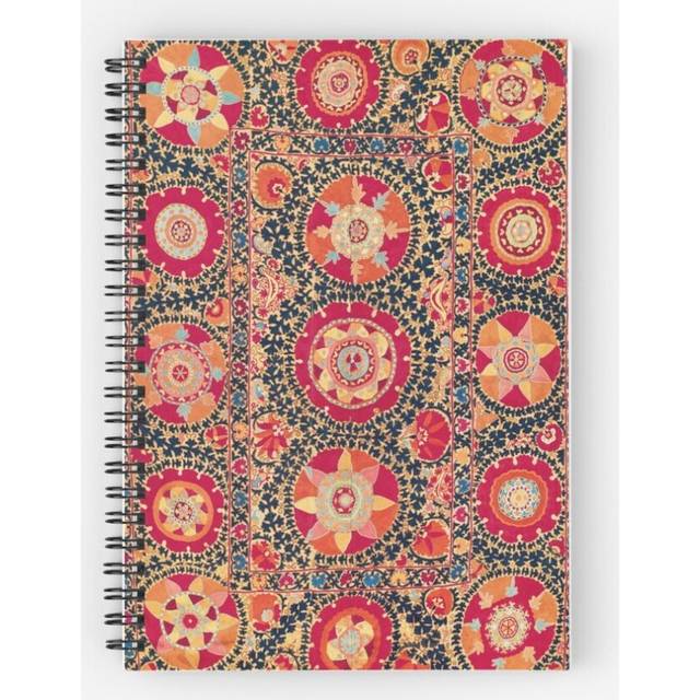 Spiral Notebook Kermina Suzani Uzbekistan Floral Embroidery Print A5 120 Pages