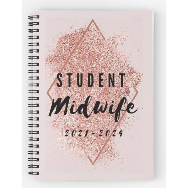 Spiral Notebook Sparkly student midwife 2021-2024 A5 120 Pages