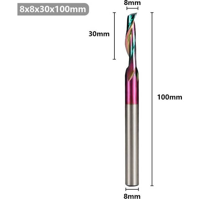 (8*8*30*100mm) HSS Milling Cutter 8mm Super Coated Single Flute End Mill for Aluminum Door Window Cutting CNC