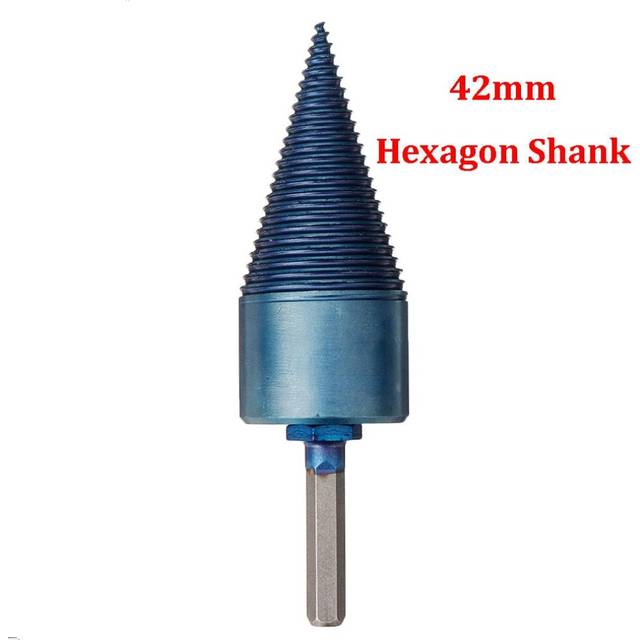 (42mm Square Shank) 32/42mm Nano Blue Coated HSS Firewood Splitter Drill Bit Wood Drilling Tools Chopper Breaker