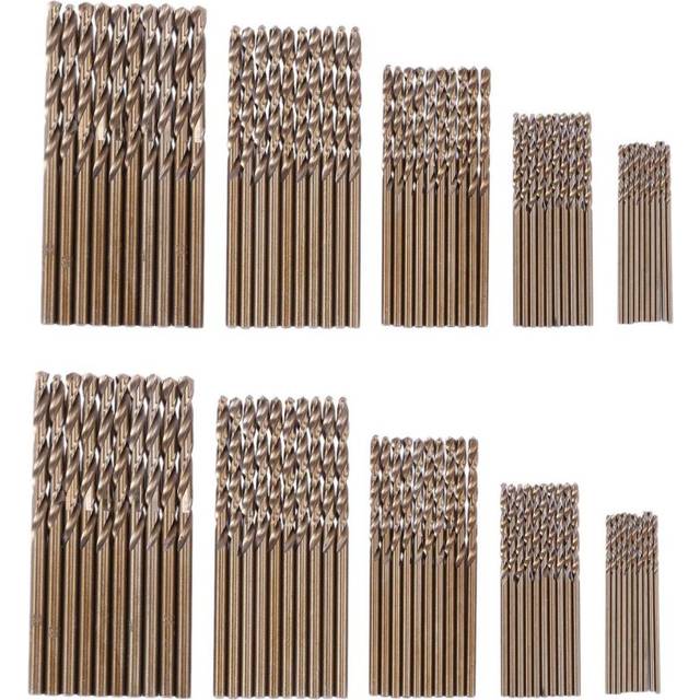 100Pcs Drillforce Tools M35 Cobalt Drill Bit Set,Hss-Co Drill Set 1-3mm,for Drilling on Hardened Steel