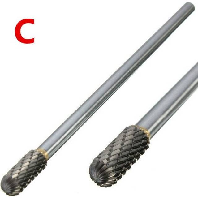 (Small F) Rotary Burr 1/4 Inch Shank 6 Inch Long Carbide Cutter CNC Engraving Bit For Dremel
