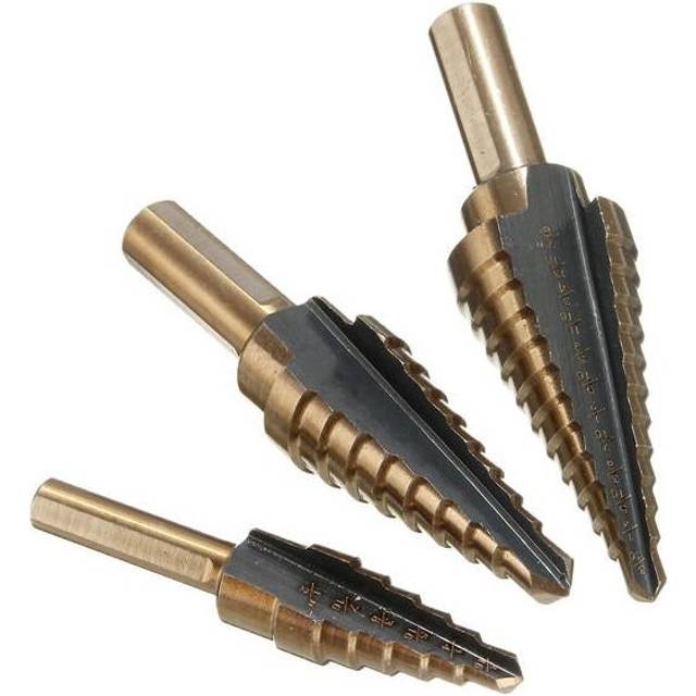 3pcs HSS Nitrogen Step Drill Bit Set 3/16-1/2 1/4-3/4 3/16-7/8