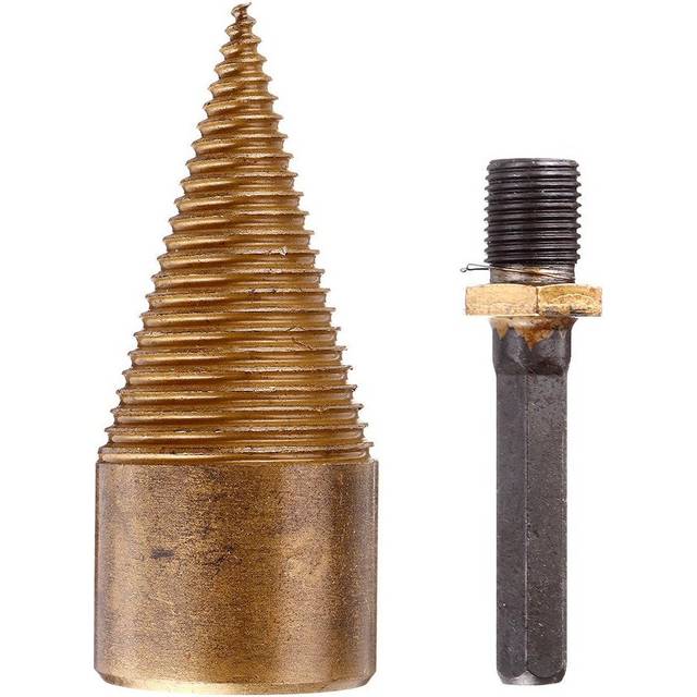 (42mm Hexagon Shank) 32/42mm Titanium Coated HSS Firewood Splitter Drill Bit Wood Drilling Tools Chopper Breakers