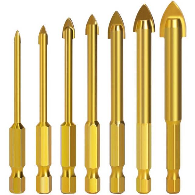 (7pcs(3/4/5/6/8/10/12mm)) Alloy Triangle Drill Set Ceramic Tile Glass Hole Opener Reaming Hexagonal Shank Slot Drill Bit