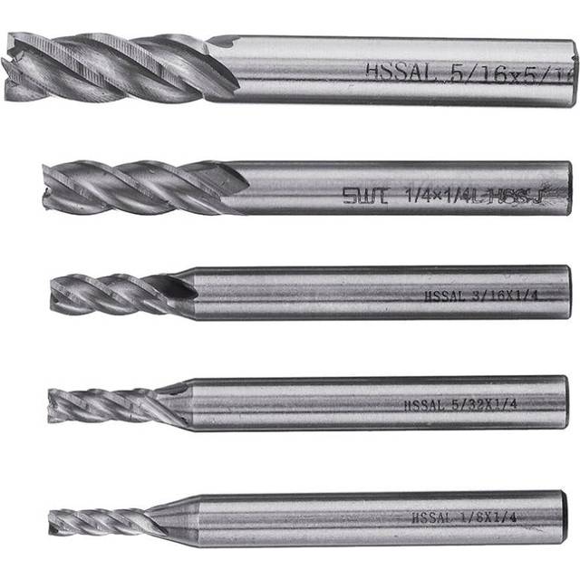 5pcs 1/8-5/16 Inch Imperial Milling Cutter High Speed Steel CNC Cutter Spiral End Mill
