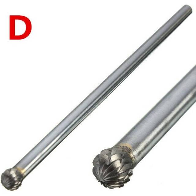 (D) Rotary Burr 1/4 Inch Shank 6 Inch Long Carbide Cutter CNC Engraving Bit For Dremel