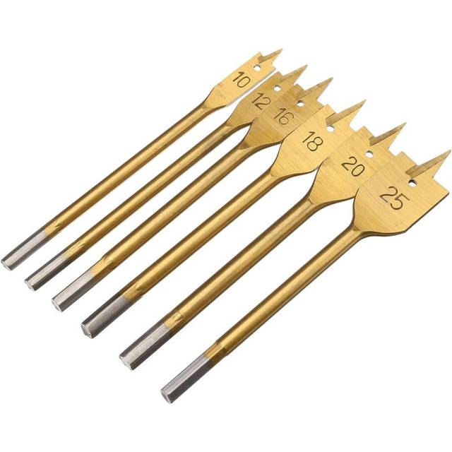 6pcs 10-25mm Flat Spade Wood Drill Hex Shank Woodworking Bit